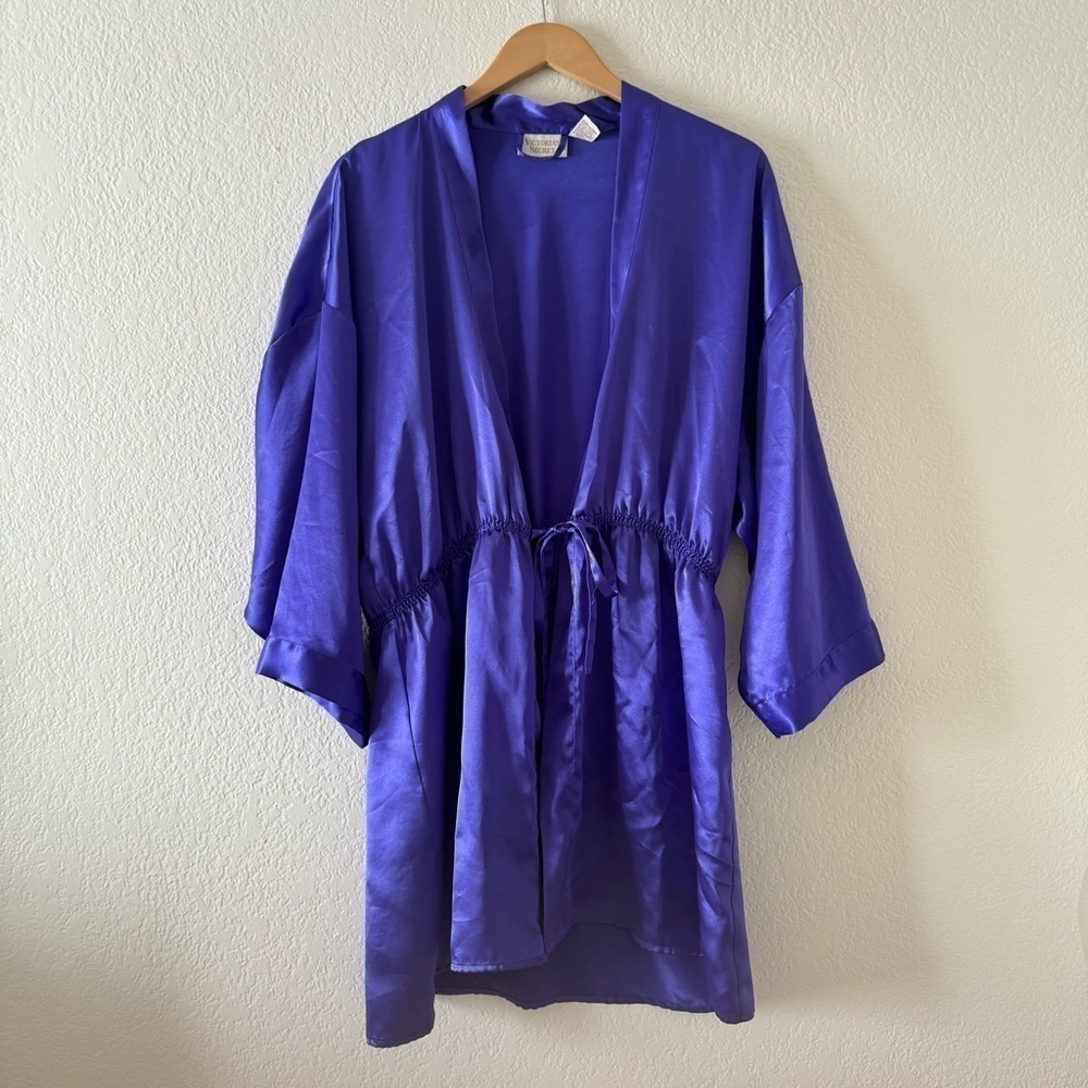 VTG Victoria's Secret Gold Label Plum Satin Robe Lingerie M/L
